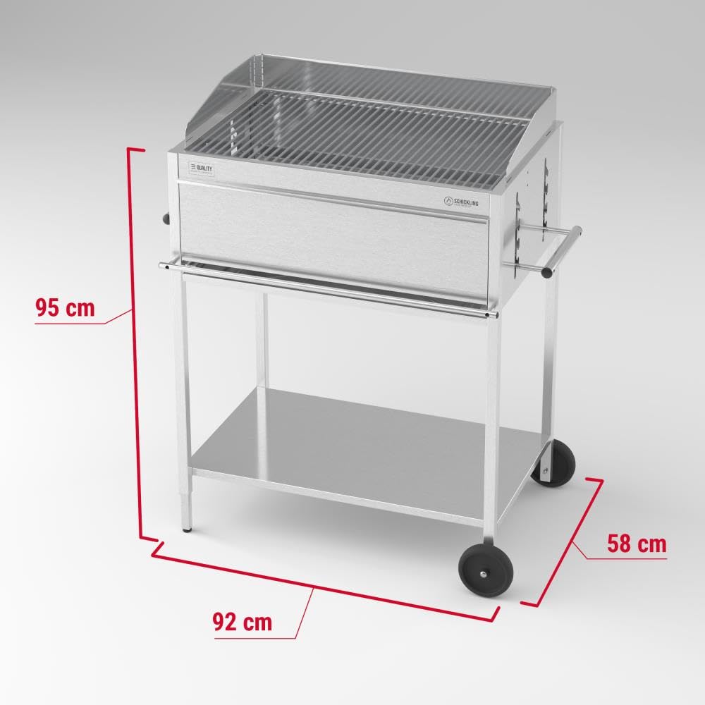 Schickling Holzkohlegrill "Walter XL - Basic" BBQ Edelstahlgrill Grillwagen, Rechteckig, 100% Edelstahl, Holzkohle Grill - Made in Germany - Direkt vom Hersteller