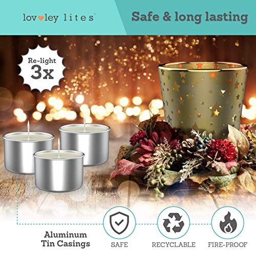 Lovley Lites Soy Tealight Candles Unscented - 36 Premium Long Burning Tea Light Candles White, 1 Inch Tall Non Scented Candles Set #TOP5