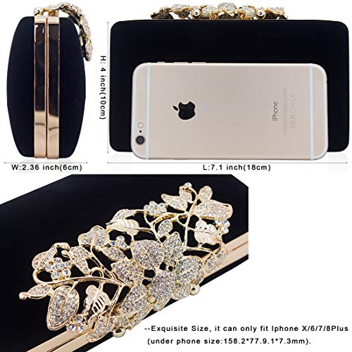 Dexmay Rhinestone Clutch Bag with Crystal Floral Clasp Women Evening Handbag Formal Party Purse - Image 6