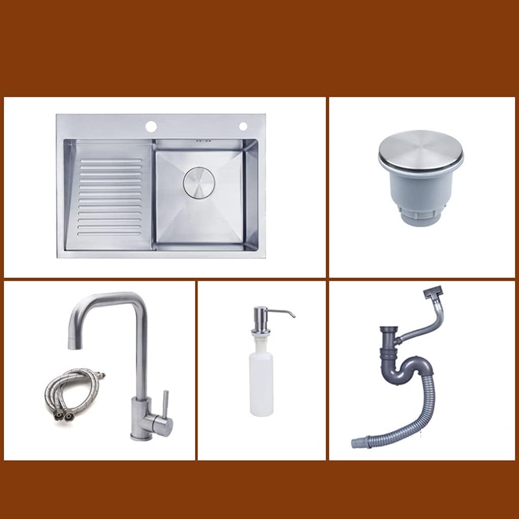 Bar Sinks Handmade 304 Stainless Steel Drop-in Installation Balcony Laundry Sink with Washboard Workstation Ledge Bar Sinks