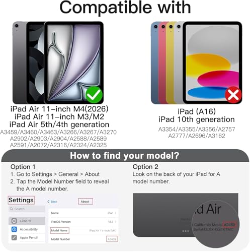 Étui iPad Air 11 M4 et 10.9 pouces en cuir PU avec motif chat fantaisie