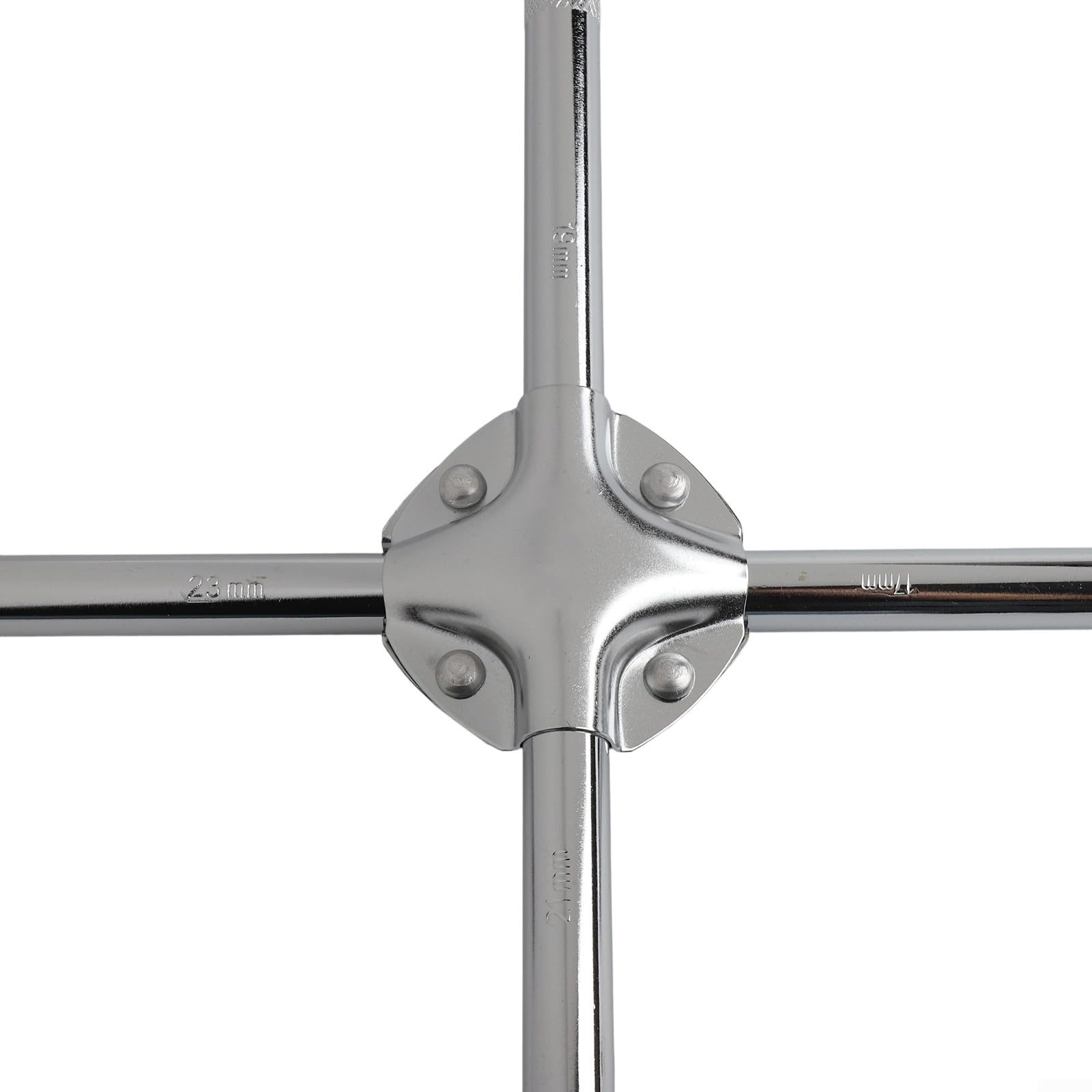 Llave de rueda cruzada de cuatro vías de grado industrial con enchufe de 17 mm, 19 mm, 21 mm, 23 mm, para extracción de tuercas de neumáticos de coche, para la colección en carretera (20 pulgadas)