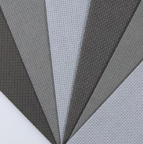 Image of KCS 4 /6 pc of 12 inch x 18 inch(30cmx45cm) 16 Count Cotton Aida Cloth Cross Stitch Fabric (6 pc,Light Grey+Medium Grey+Dark Grey)