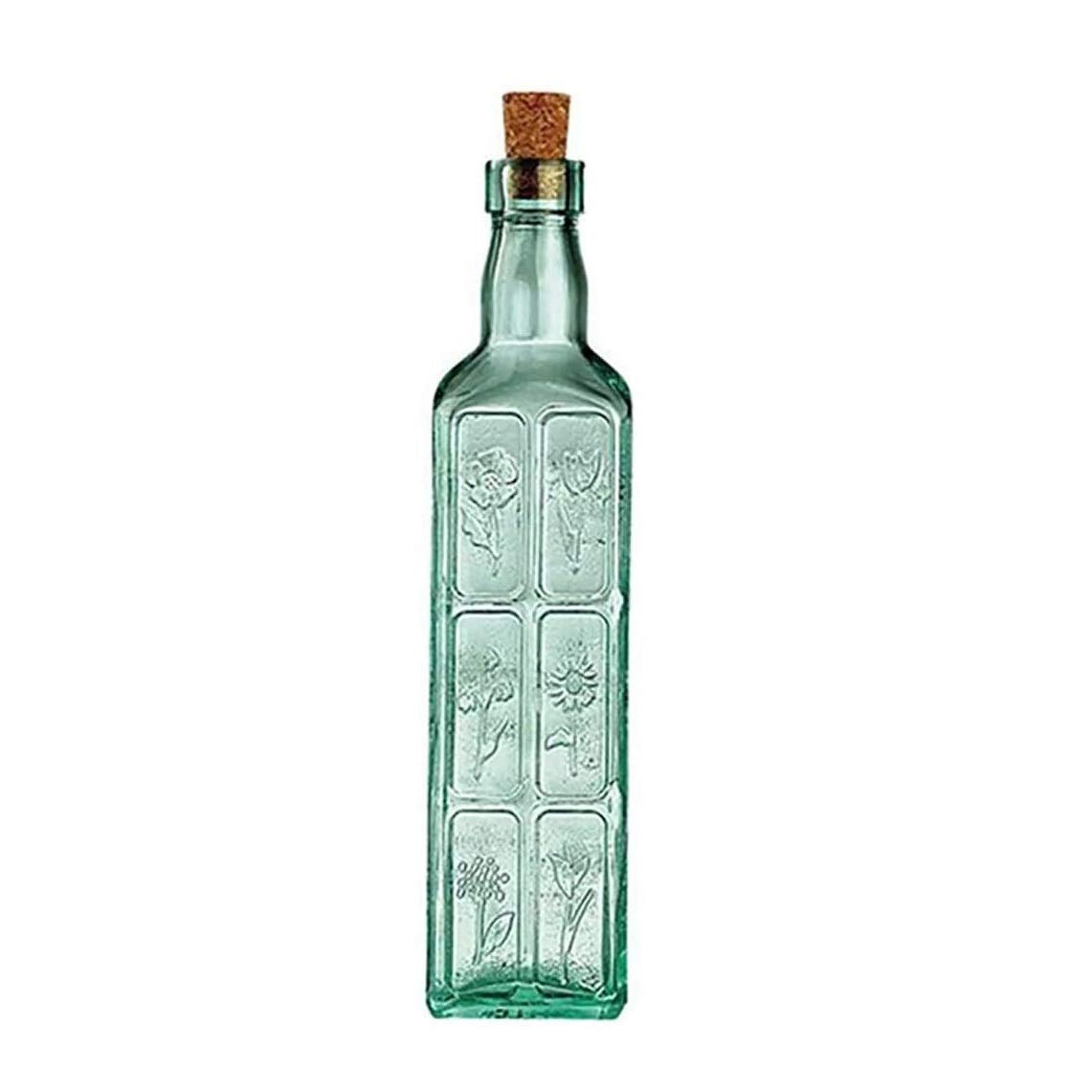 Bottiglia Olio Oliera Salvagoccia Bottiglia di Vetro A Olio D'oliva con Disegno del Modello di Fiore, Contenitore Condimento A Perdita, Vetro in Vetro Senza Piombo (Size : 500ml)