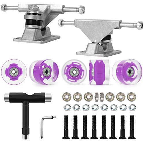 Nattork Skateboard Bearings,60mm Skateboard Wheels,Skateboard Trucks,Skateboard Screws, All-in-One Skate T-Tool,Skateboard Grip Tape Combo Set