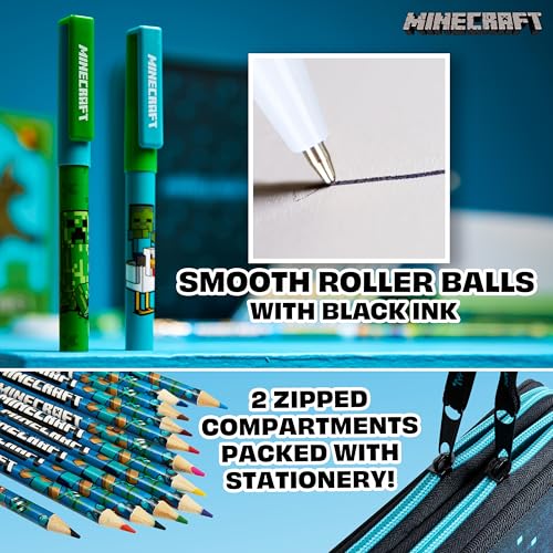 Image of Minecraft Kids Pencil Case Stationery Pens Colored Pencils Notebook School Supplies Gamer Gifts for Boys