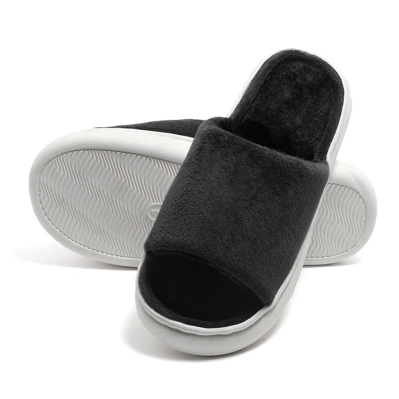 Richmen Women Indoor Slipper Winter Woolen PU Leather Flip Flop Ballet Flats Soft Plush Carper Home Slides Slippers for Bedroom Sandal (Black,6uk) (B0DDXW4GD7) Amazon Price History, Amazon Price Tracker