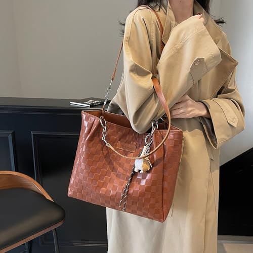 Tote Bags for Women Large Capacity Tote Bag Retro PU Leather Shoulder Bag for College Daily Travel Shopping4