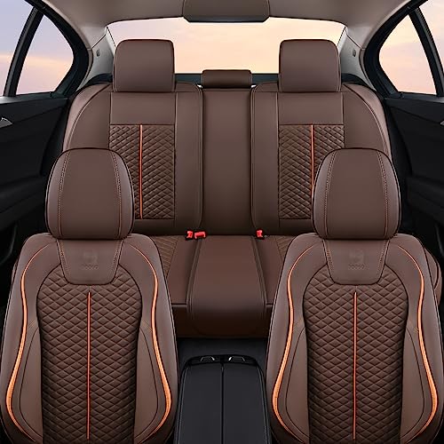 Doogo Car Seat Covers Full Set, Car Seat Protectors 5 Seats, Automotive Seat Covers, Coffee Driver Seat Covers Universal Front and Rear Seat Covers Fit for Most Cars - Image 6