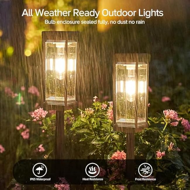 Bright Tall Solar Pathway Lights Outdoor, 8 Pack Solar Powered Garden Lights Waterproof, Auto On/Off Outdoor Decor for Pathway Yard Walkway Driveway Patio Decor Landscape