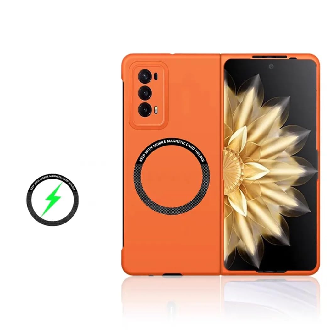 GruattreayCompatible with Honor Magic V2 2023 Case, Matte Minimalist Phone Case [Compatible with Mag-safe],Ultra Thin Military Grade Drop Protection Rigid Phone Protective Case (Orange)