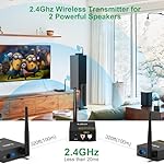1Mii 3-in-1 2.4GHz Wireless Audio Transmitter and Receiver for TV, 20ms Ultra Low Delay RCA Out/in, 320 ft Range Wireless Adapter for Subwoofer to TV/PC/CD Player, 2 Receivers for Two Speakers - Image 2
