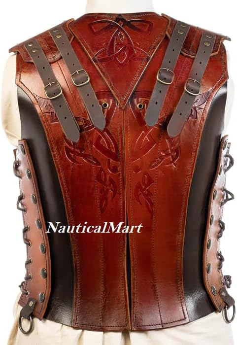 NauticalMart Lady Shieldmaiden Cuirass Leather Jacket for LARP Combat Female Fantsay Armour Viking Halloween Costume & Historical Reenactment