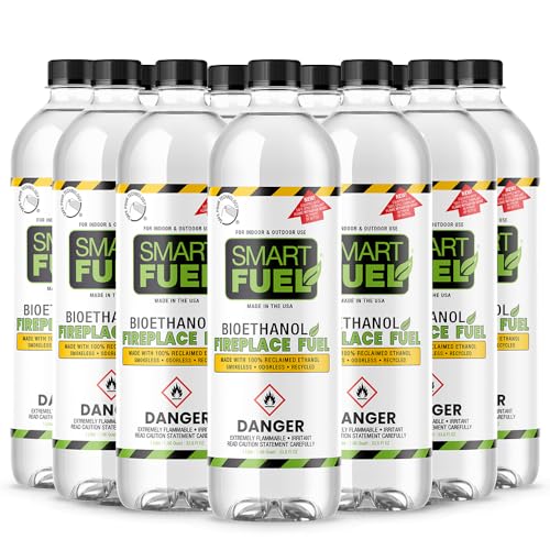 SmartFuel Bioethanol Fuel, Denatured Alcohol for Fire Pits, 1 L, Pack of 12