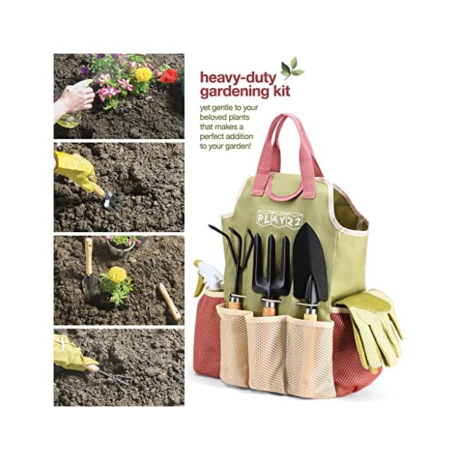 Gardening Tools Set of 10 Heavy Duty Garden Tools Set with Fashion Handbag Durable