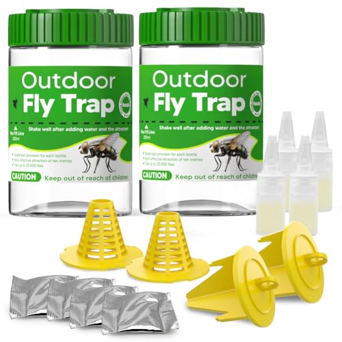 SRODEKIR Trampa para moscas, 2 paquetes de atrapamoscas, juego para colgar al aire libre