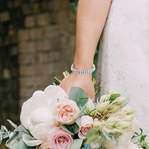 Ntlx Rhinestone Bracelet For Women - Two Row Rhinestone Stretch Bracelet – Silver Plated - Sparkling Genuine Crystals - Wedding, Prom, Party, Pageant, Evening Wear, Tennis Bracelet - With Gift Box #TOP2