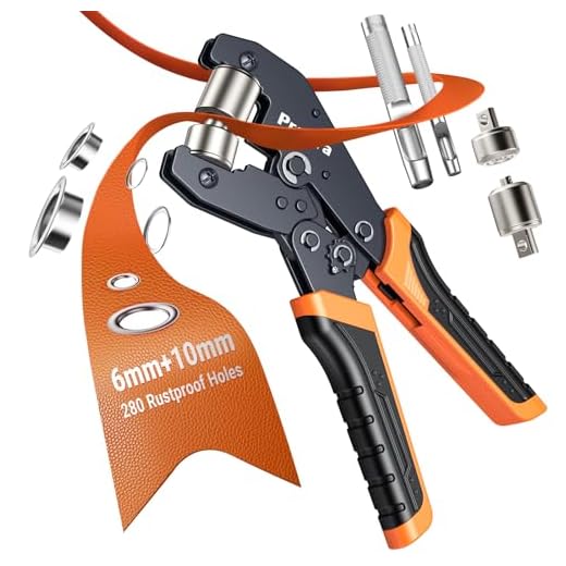 Preciva Profi Ösenzange Set,mit 280 rostfreien Ösen (Ø 10mm&6mm) Magnetische Ösenpresse aus gehärtetem Stahl für Stoffe & für Planenösen PVC-Banner, wasserfeste Plane, Pappe