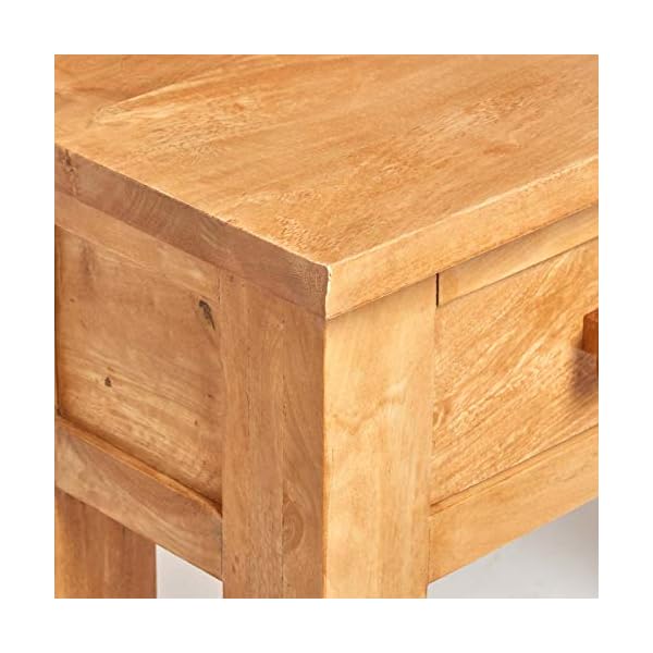 HOMESCAPES - Mangat - Small Console Table - 100% Mango Wood Furniture With 2 Drawers and a Storage Shelf - Image 5