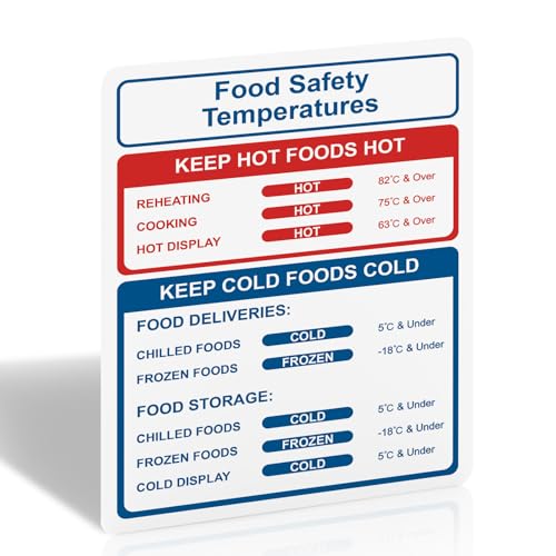 Panneau de sécurité alimentaire autocollant en vinyle mat pour cuisine, restaurants, cafés et usage domestique - 150 mm x 200 mm