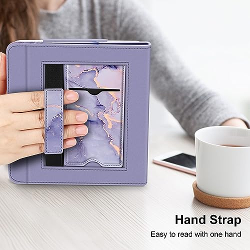 Fintie Stand Case for 7\" Kobo Libra Colour (2024) / Kobo Libra 2 (2021) eReader - Premium PU Leather Stand Cover Auto Sleep/Wake with Card Slot and Hand Strap, Purple Marble - Thumbnail 6