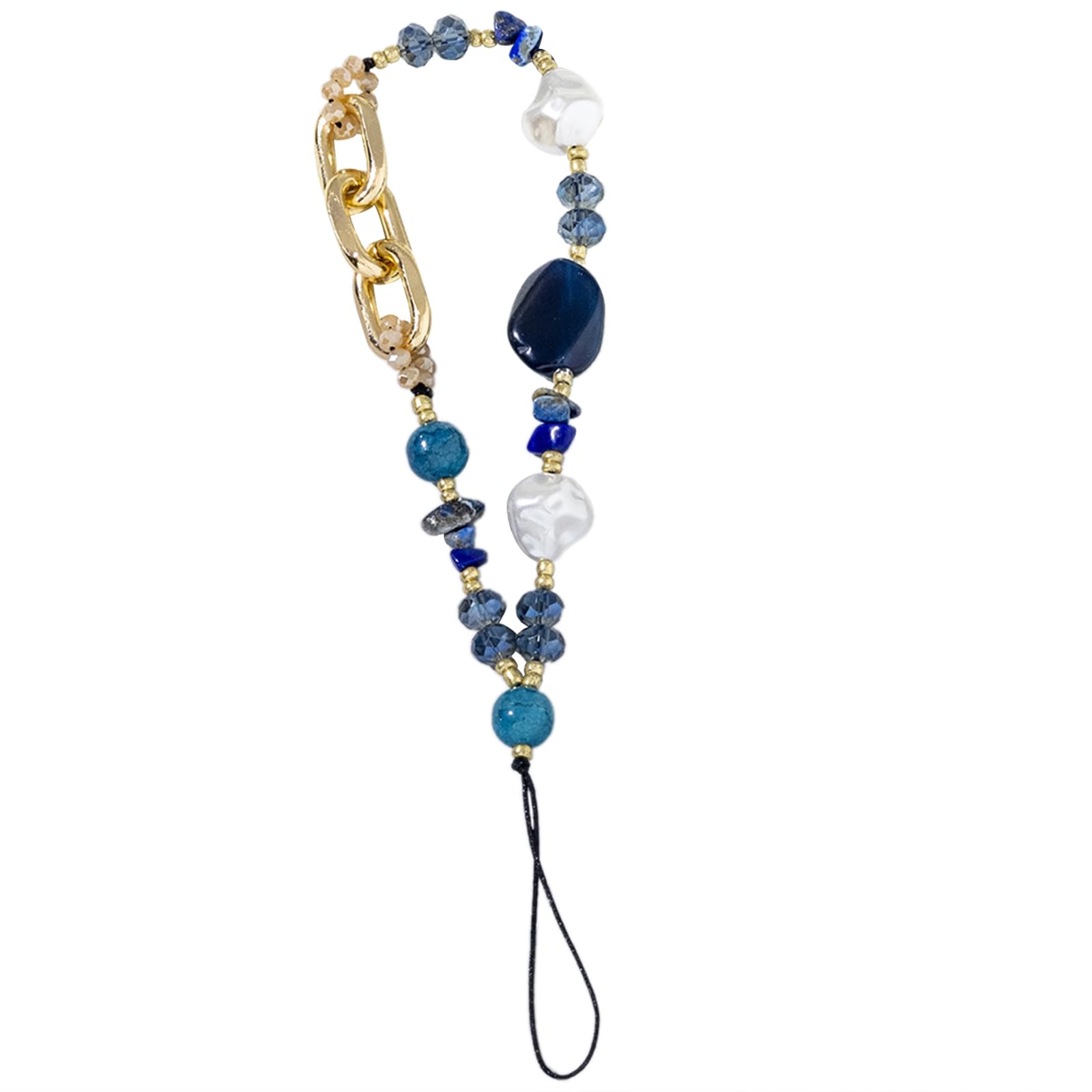 Maxtonser Women's Blue Colorful Beaded Phone Chain Strap Charm Keychain Phone Lanyard Acrylic Wristband Keyring Bag Ornament Jewelry Gift,