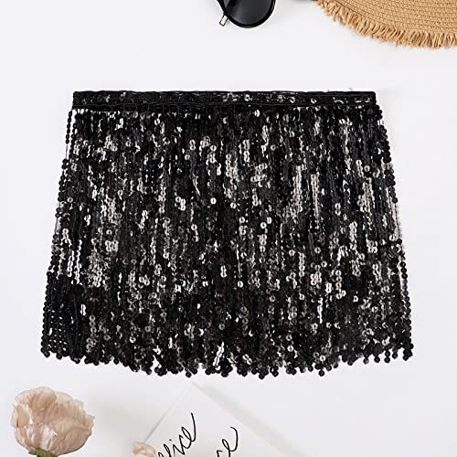 Women Short Sequin Fringe Cover Up Skirt Beach Wrap Bikini Shiny Wraps Cover Ups for Swimwear Hair Cut Cover up2