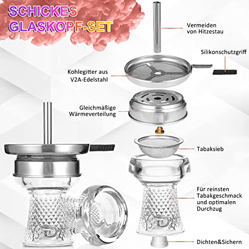 Mini Shisha Set, 42cm Hookah to go 2 Schläuche 2 Anschlüsse, Aluminium Wasserpfeife Set Klein, Reise Shisha Komplett mit… – Bild 5