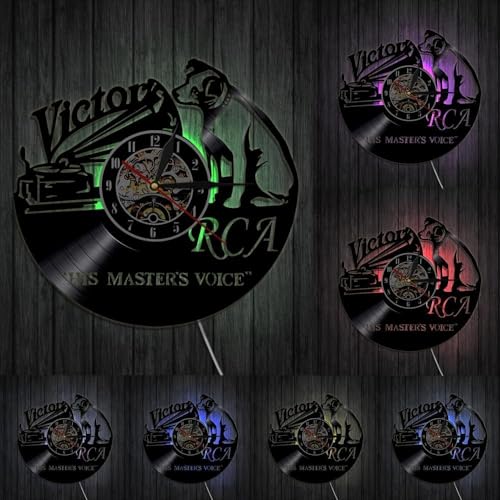 Reloj de pared musical de disco de vinilo RCA Victor Dog miniatura 1