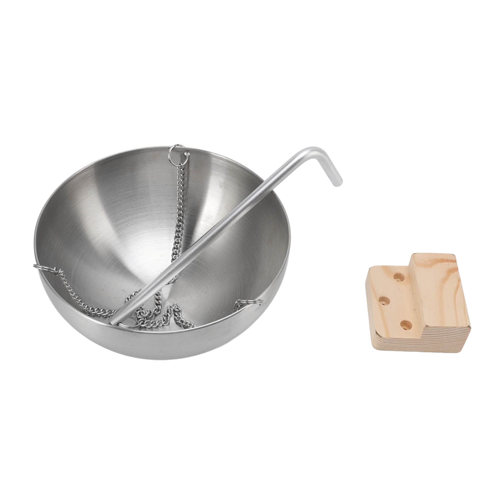 JAOCDOEN Sauna Bowl Stainless Steel Hanging Aromatherapy Oil Cup with Wooden Block for Sauna Room (Large 62x43x8cm/24.4x16.9x3.1in)