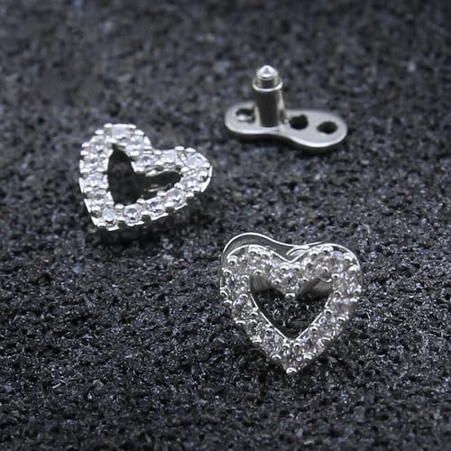 2Pcs 14G Cubic Zirconia Dermal Anchor Tops and Base Surgical Steel Dainty Crystal Microdermals Body Piercings Studs Punk Personalized Jewelry Gifts for Women Hypoallergenic3