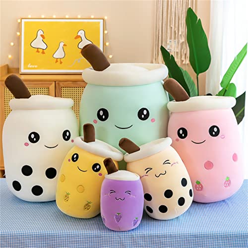 HICAS Bubble Tea Kuscheltier,Cartoon Plüschpuppen Lustiges Milchtee Softpuppe Teetasse Kissen Bubble Tea Plüschtier Kinderspielzeug Geburtstagsgeschenk 35 cm/13.7 inch,Grün A
