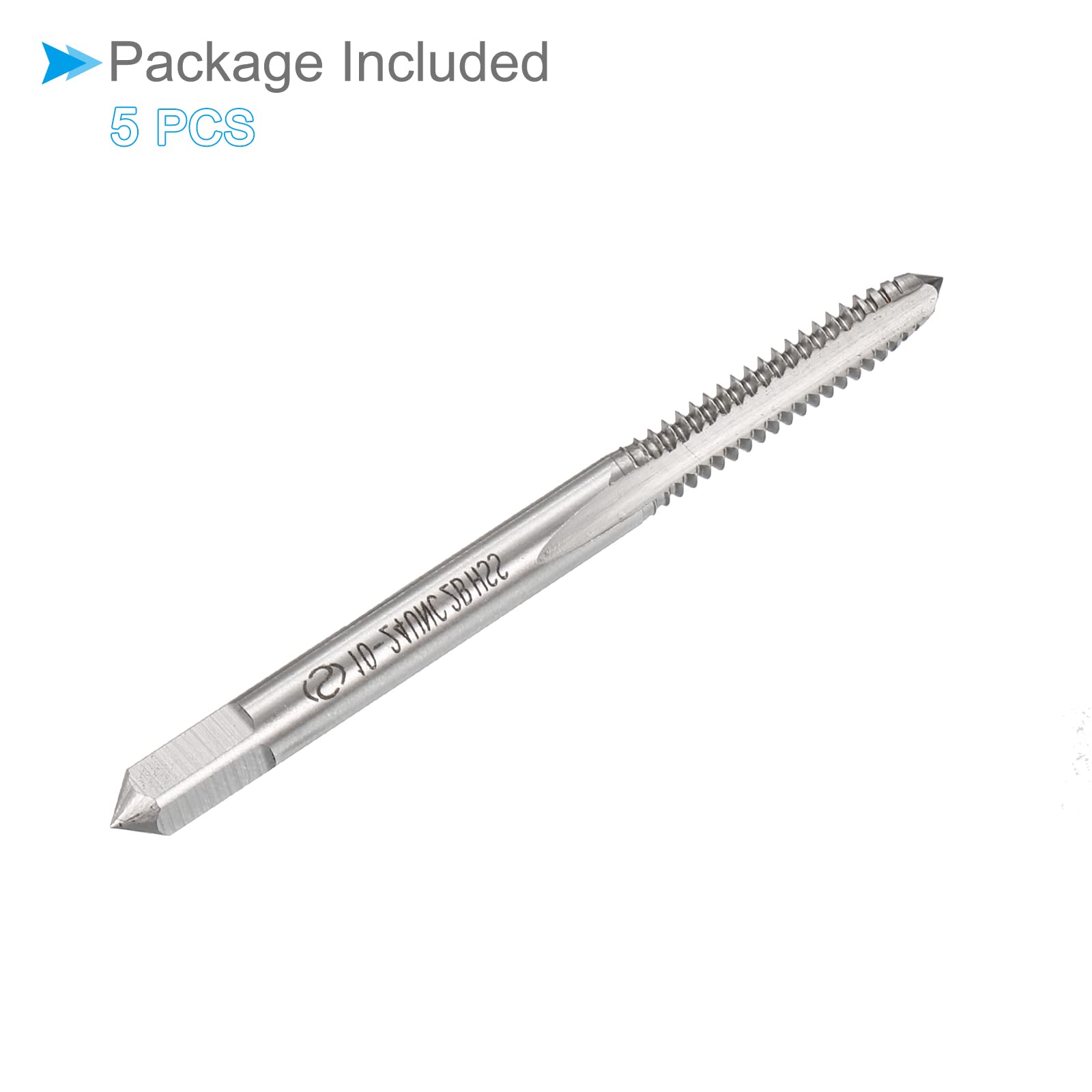 Tarauds Machine HSS 10-24 UNC - Précision 2B - 3 Goujures - Lot De 5 Pièces - Pour Acier, Inox, Aluminium