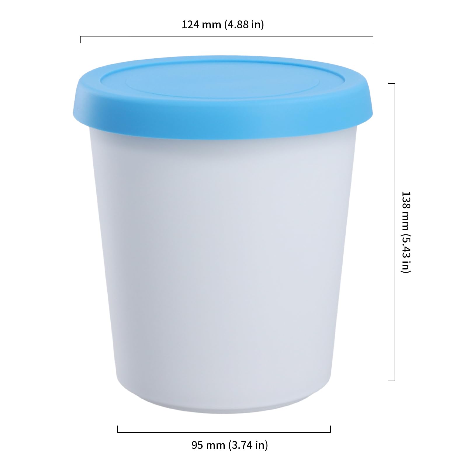 HOIGON 6 Stück Eiscreme-Behälter, 12,4 x 13,7 cm, wiederverwendbare Eiscreme-Behälter mit Silikondeckeln in 6 Farben, hausgemachte Eiscreme-Behälter für Zuhause und Geschäft