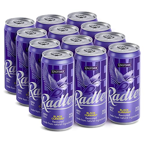 Image of Kingfisher Radler - Black Currant - Non-Alcoholic Malt Drink, Pack of 12 x 300 ml Can