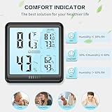 DOQAUS Digital Hygrometer Indoor Thermometer, Black - Image 4