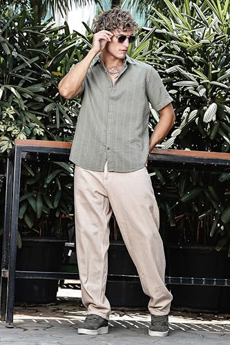 Image of WROGN Men's 100% Cotton Shirt | Textured | Slim Fit