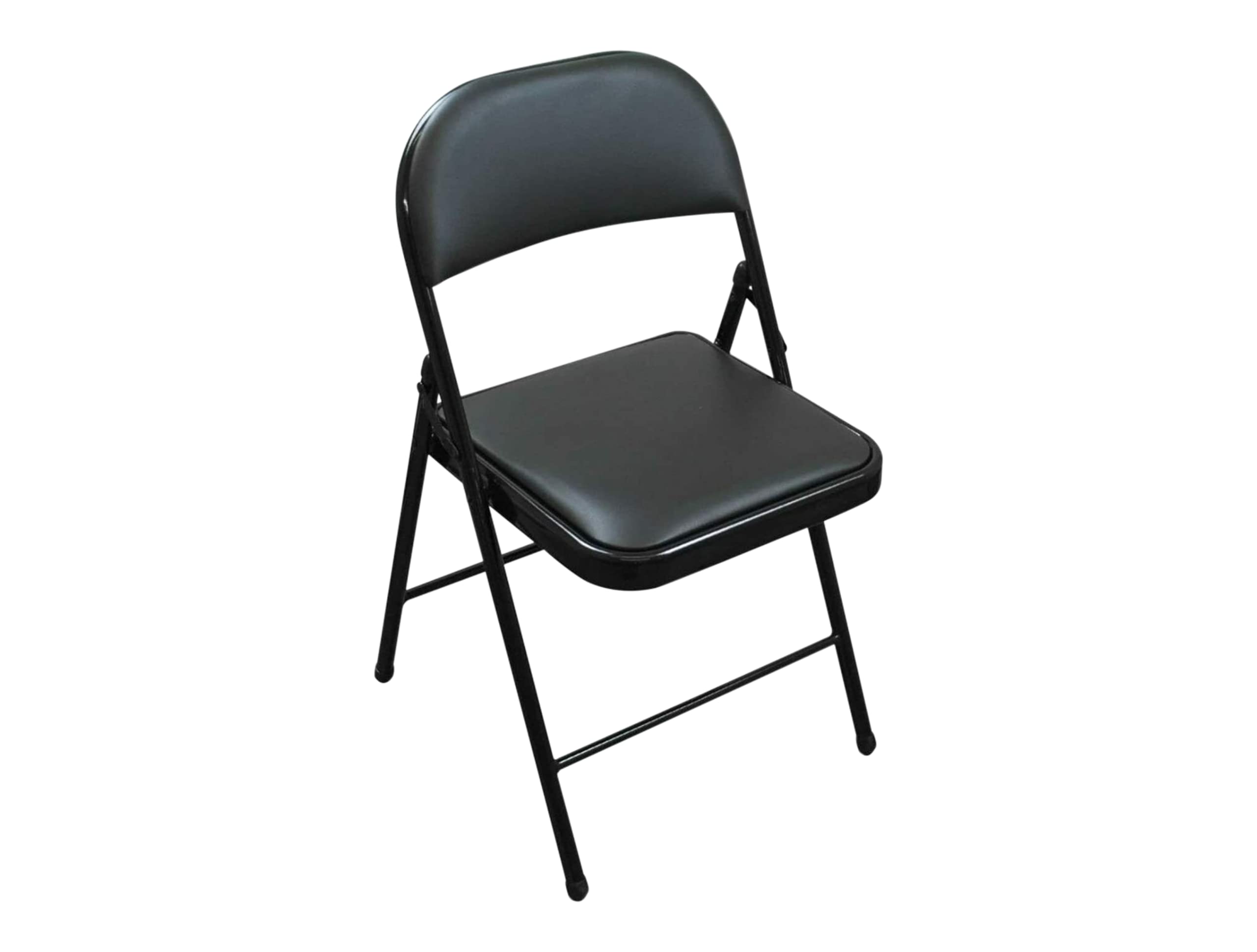 Meta Deluxe Black Artificial Leather Padded Folding Chair with Steel Frame Comfortable Seat Home Office Reception Dining Party Outing Foldable Desk Chairs Easy Storage Backrest, 40 x 46 x 78 cm (1)