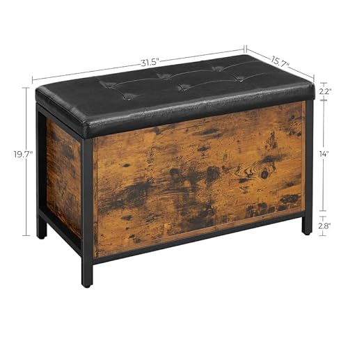 Vasagle Entryway Storage Bench, Flip Top Ottoman And Trunk With Padded Seat, Bed End Stool, Supports 198 Lb, 31.5”L X 15.7”W X 19.7”H (80 X 40 X 50 Cm), Rustic Brown + Black #TOP2