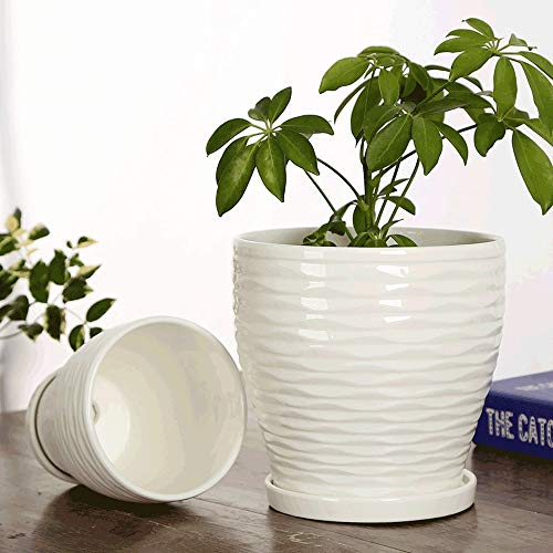 Décoration de bureau de jardin pots de fleurs en céramique blanc - 5