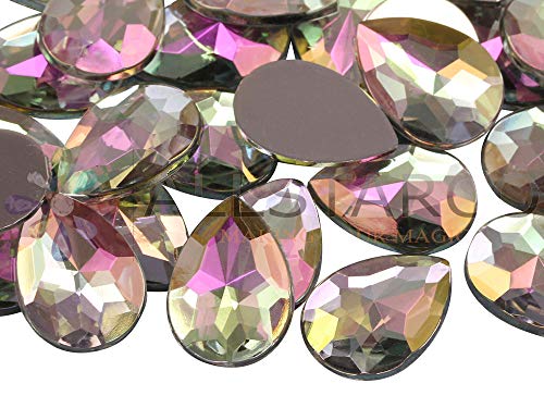 Allstarco 25X18Mm Flat Back Teardrop Acrylic Rhinestones Plastic Gems For Jewelry Making Costume Jewels Cosplay Card Making Embelishments Decor Crafts - 20 Pieces (Crystal Clear Ab A01) #TOP22