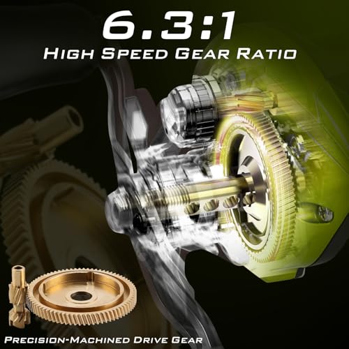 Sougayilang Combo de Caña y Carrete Baitcaster – IM7 Grafito M/MH 2 Piezas, Caña para Viaje, Carrete de Alta Velocidad 6.3:1, Arrastre 18 lb para Bass, Bagre, Trucha y Panfish miniatura 4