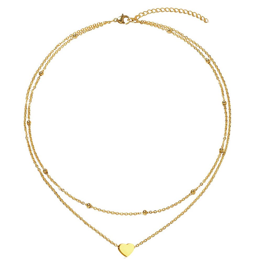 JewlureWomen's layered pendant necklace 18K gold plated delicate disc/heart/circle/pendant necklace Double chain fashion Y-shaped jewellery gift
