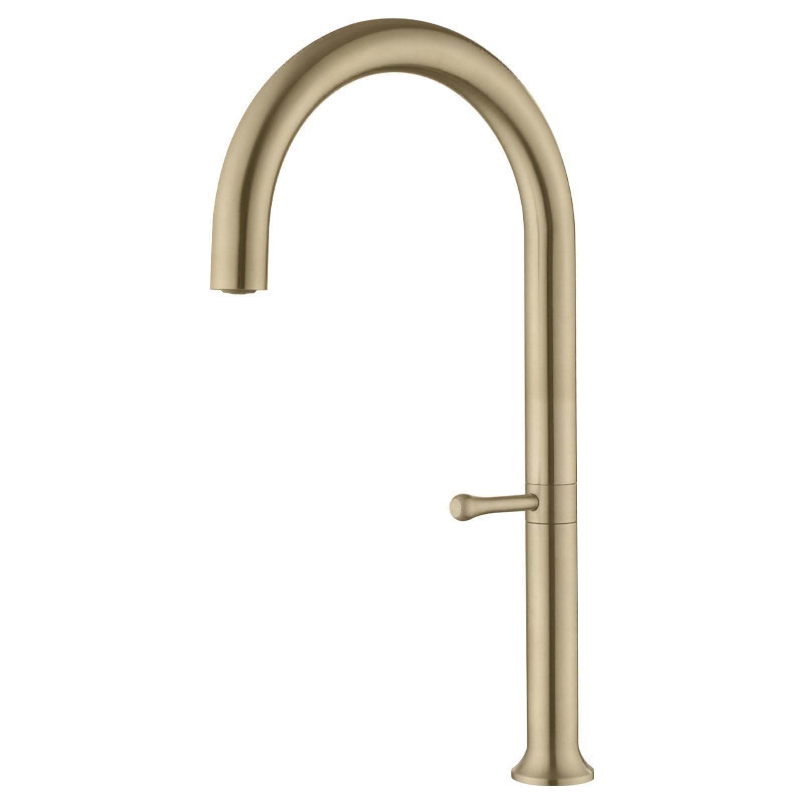 Fanjubei Pvd Brushed Gold 304 Stainless Steel Kitchen Large Curved Hot And Cold Water Faucet, Brushed Gold