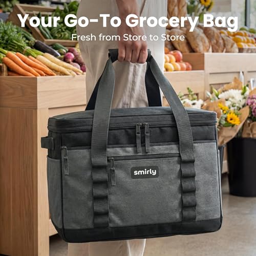 SMIRLY Cooler Bags Insulated - 48 Cans Large Collapsible Ice Chest & Soft Sided Cooler, Portable Leakproof Beach Cooler for for Camping, Beach, Travel, Picnic, Car, Grocery [Grey] by SMIRLY - Used condition - Image 8