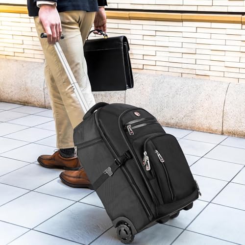 star cloud Rolling Backpack with Wheels, USB & Type-C Charging Ports, 21x14x9, Water-Resistant, 17.3" Laptop Compartment, EVA Material,Wheeled Business Backpack for Travel, Work, College - Image 3