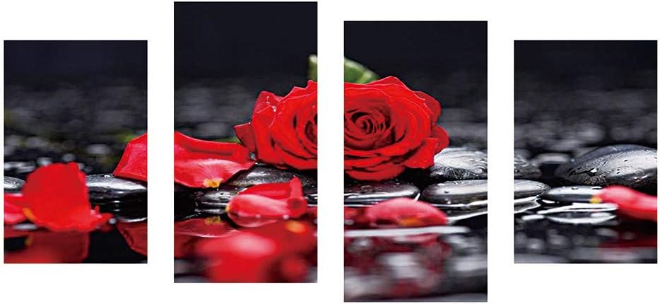 5D DIY Diamond Painting, Seaintheson Full Drill Red Rose Embroidery Rhinestone Crafts Stitch Kit - 5 Sets of Splicing Paintings - Home Living Room Decoration, 40 X 80CM