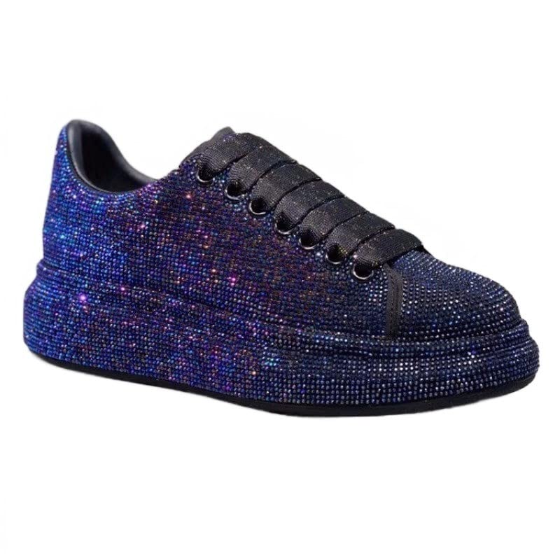 Julymens Women's Glitter Rhinestones Platform Sneakers Casual Lace-Up Sports Shoes2