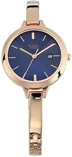 ساعة يد انالوج بعقارب شكل دائري بسوار نحاس للنساء من تيتان راجا 2578WM02 - روز جولد