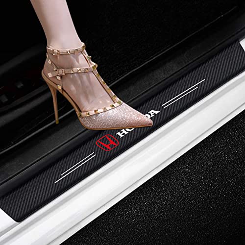 Carbon Fiber 3D Car Door Sill Sticker for Honda Crider Civic mugen CRV Accord 2022 All Honda models Welcome Pedal Car Entry Guards Trims Anti-Kick Scratch Resistant Car Interior Accessories Cover 4PCS